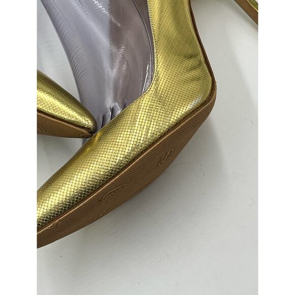 Stuart Weitzman Gold Foil Dagger  Sabbia Glitter Pointed Toe Heels SZ 39.5/9 - Picture 9 of 15